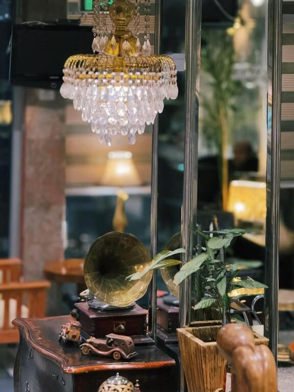 Chandelier and antiques in the hotel